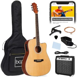 Best Choice Products Beginner Acoustic Electric Guitar Starter Set 41in w/ Wood Cutaway Design, Gig Bag - 1 of 4