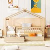 ALEXOUN Twin Size Kids Wooden Tent Bed with 2 Storage Drawers and Rails and Roof,for Kids Teens Girls & Boys,No Box Spring Needed - 2 of 4