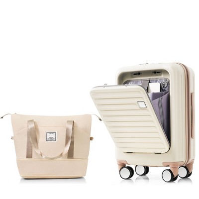 YONWAY Luggage, 20-Inch Carry-On Luggage with Expandable Travel Bag Set, ABS Hard Shell, with Cup Holder