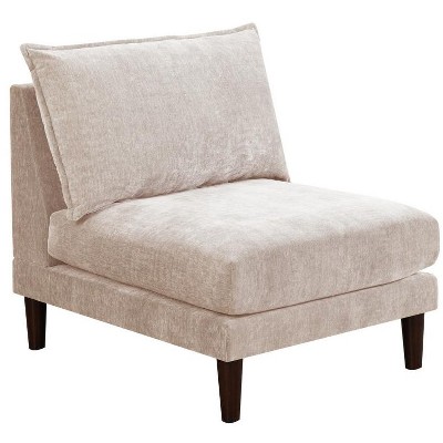 Grungis Suede Accent Chair with Backrest,Modern Upholstered Armless Chair with Pillow,Lounge Chair for Living Room,Bedroom,Office