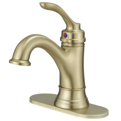 BWE Single Handle Bathroom Faucet For One Hole with 3 Holes Deck Plate and Metal Drain