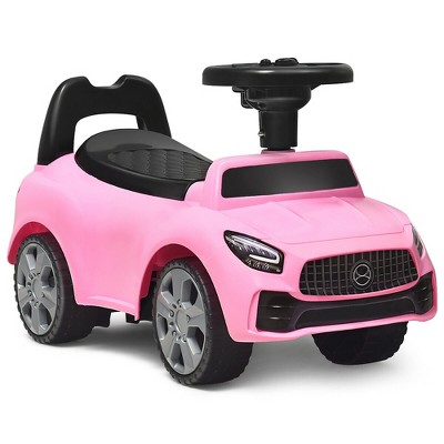 Costway Foot-to-Floor Kids Ride-On Push Car w/ Horn and Music White\Pink