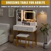 Makeup Vanity Desk with Mirror, Vanity Desk with Lights in 3 Colors, Girls Vanity Table with Charging Station, 4 Drawers - 2 of 4