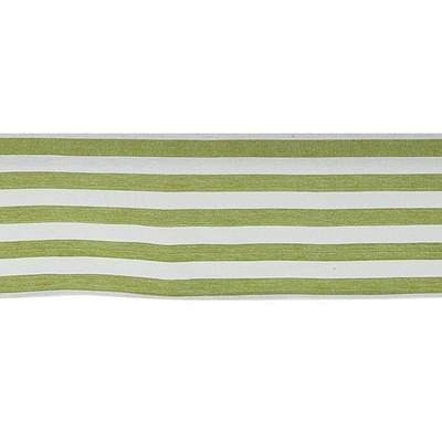 Green and White Striped Cotton Tablecloth with Fringe, 84"L x 60"W