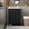 Vynxaria 30 inch Snow White Single Sink Freestanding Bath Vanity with White Ceramic Top Two Soft Close Drawers One Soft Close Door Adjustable Shelf - 4 of 4