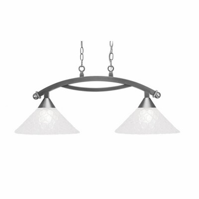 Toltec Lighting Bow 2 - Light Island Pendant Light in  Brushed Nickel with 12" Italian Bubble Shade
