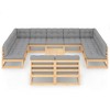 vidaXL Patio Furniture Set 12 Piece Outdoor Sectional Sofa Solid Wood Pine - Natural With Cushions - 3 of 4