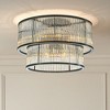 ALOADECOR Modern Glam  Glass Drum Flush Mount Contemporary Ceiling Light For Living Room Entryway Bedroom - 2 of 4