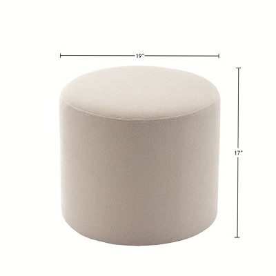 Cream Boucle Round Pouf Ottoman Footstool