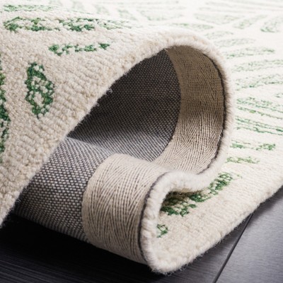 Ivory & Green Floral Tufted Wool-Silk 6' Square Rug