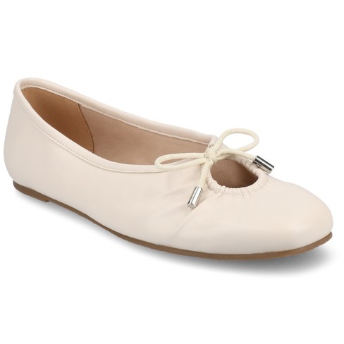 Journee Women's Callee Medium And Wide Width Ballet Dress Flats, Bone ...