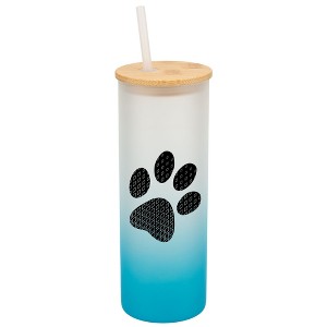 Elanze Designs Duo Diamond Puppy Dog Pawprint Wrap-Around Design 25 Ounce Frosted Gradient Glass On-The-Go Coffee Travel Skinny Tumbler Mug Cup, - 1 of 1