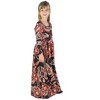 24seven Comfort Apparel Girls Black and Red Paisley Long Sleeve Pleated Maxi Dress - 2 of 4