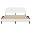 vidaXL Bed Frame with Headboard White 53.9 in.x74.8 in. Full Faux Leather - 4 of 4