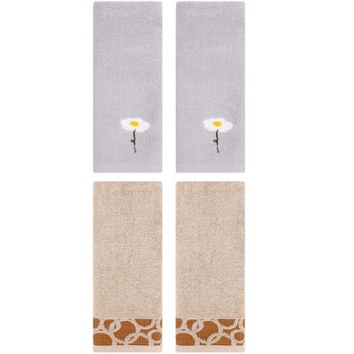 REGALWOVEN 4 Pcs Bathroom Soft Cotton Absorbent Hands Towels