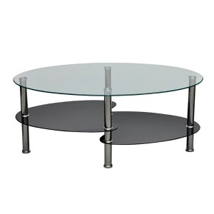 vidaXL Metal Frame Glass Tabletop Coffee Side Table Living Room White/Black - 1 of 4