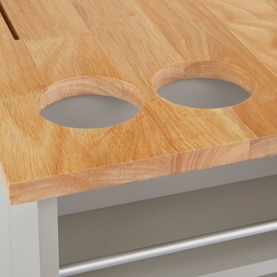 Gray MDF Kitchen Cart with Spice Rack and Storage