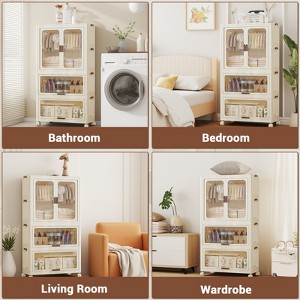 Plastic Wardrobe Storage Cabinet - Free Installation, Transparent, Modern Style, Multi-Functional, Dustproof - 1 of 4