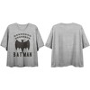 Batman Na Na Na Na Bat Logo Women's Athletic Heather Gray Boyfriend Crop Tee - 2 of 4