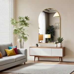 SEVOBAL Decorative Wall Mirrors Bathroom Wall Mirror, Metal Frame Vanity Mirror Makeup Mirror for Bedroom, Entryway, Gold, 20"*0.23"*30" - 1 of 4