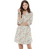 Allegra K Women's Button Front Floral Print Split Neck 3/4 Sleeves Mini Dresses - 2 of 4