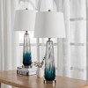 Maxax Set of 2 Blue Glass Table Lamps,Modern Desk Lamps with White Fabric Shade for Bedroom, Living Room£¬3-Way 150W E26 Base - 2 of 4