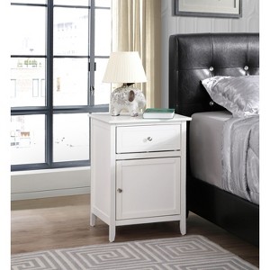 HomeStock White Nightstand 28x23x17 with Three Drawers, Contemporary Bedside Table for Storage and Warm Stylish Bedroom Accent - 1 of 4