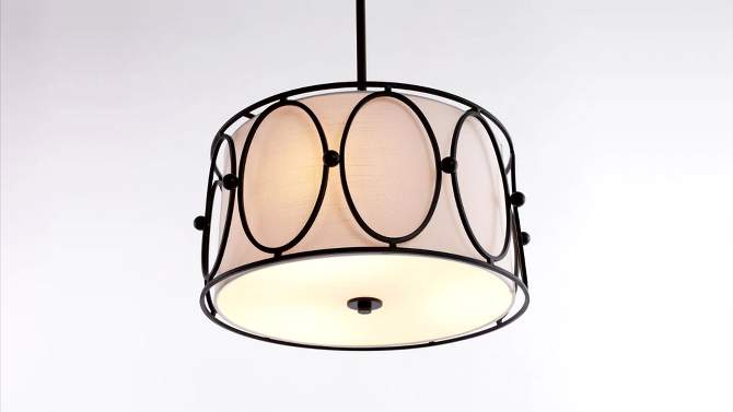 19&#34; LED 3-Light Violetta Metal Pendant Oil Rubbed Bronze/White - JONATHAN Y, 2 of 8, play video