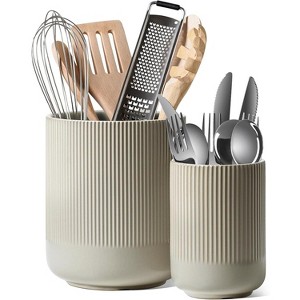 Utensil Holder, 7.3"+5.4" Ceramic Kitchen Utensil Holder for Countertop, Large Cooking Utensil Crocks - 1 of 4