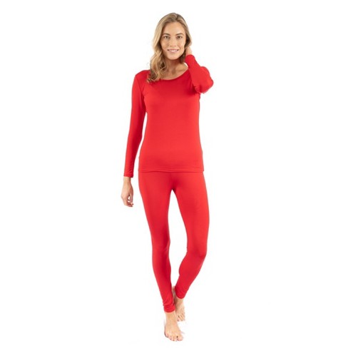 Leveret Womens Two Piece Thermal Pajamas Solid Red M : Target