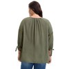 Women's Plus Size Tie Tassel V Neck Hollow Bowknot 3/4 Sleeve Adjustable Cuffs Casual Blouses - Agnes Orinda - 4 of 4