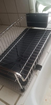 Iris 2 Tier Stainless Steel Dish Drying Rack With Plastic Drain Black :  Target