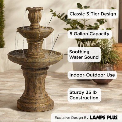 Tuscan Garden Dark Stone 41.5" Three Tier Outdoor Fountain