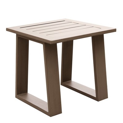 Simple Relax Outdoor 24" End Table with Sled Base in Wood Grained Finish