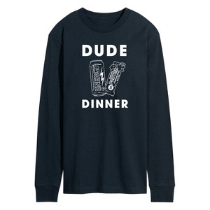 Men's - Instant Message - Dude Dinner Energy Drink Protein Bar Long Sleeve Graphic T-Shirt - 1 of 4