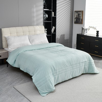 Single-Sided Cooling Blanket, Lightweight & Breathable Cooling-Tech Fabric, Machine Washable Summer Quilt, 59"x79", Green