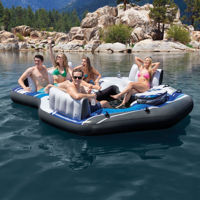Intex 5 Seat Lounging Pool Float & 2 Seat Pool Tube Float w/ Cooler & Repair Kit, 3 of 7
