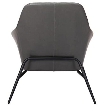 Contemporary Gray Faux Leather Accent Arm Chair with Metal Base