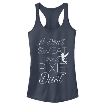 Juniors Womens Peter Pan Tinkerbell I Don't Sweat This is Pixie Dust Racerback Tank Top
