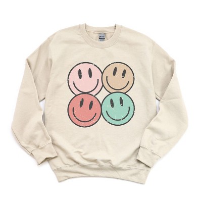 Simply Sage Market Women's Graphic Sweatshirt Smiley Face Grunge
