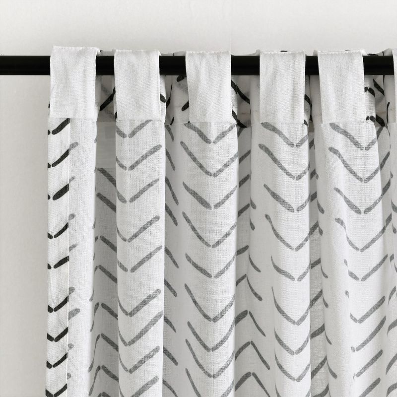 Hygge Modern Arrow Linen Look Window Curtain Panels Black/White 40X84 Set, 5 of 7