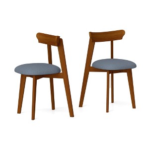 Costway Wood Dining Chairs Set of 2/4 with Rubber Wood Frame Padded Seat & Curved Backrest - 1 of 4