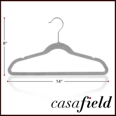 Gray Velvet Non-Slip Kids Clothing Hangers, 14"