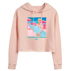 Women's - Barbie - Ken My Job Is Beach Cropped Graphic Hoodie - 1 of 2