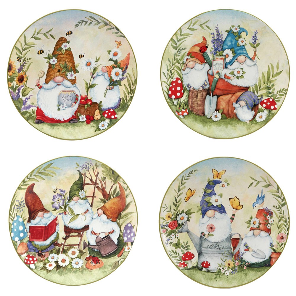 Photos - Plate Certified International Set of 4 Garden Gnomes Assorted Dining   