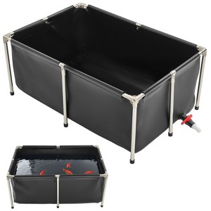 VEVOR Canvas Fish Pond, 126.8 Gal Above Ground Fish Pond, Foldable PVC Koi Tank, Rectangular Goldfish Tank with Stable Frame and Drain Valve, Black - 1 of 4