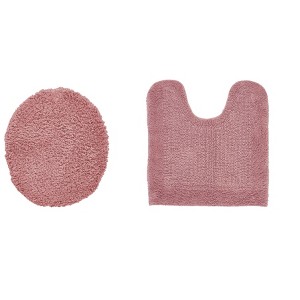 Edge Bath Rug 100% Premium Cotton Ultra-soft Water Absorbent Tufted Solid Reversible 2 Piece Bathroom Rug Set For Machine Washable Bathmat - 1 of 4