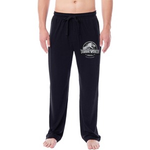 Jurassic World Mens' Movie Film Park Logo  Sleep Pajama Pants Black - 1 of 4