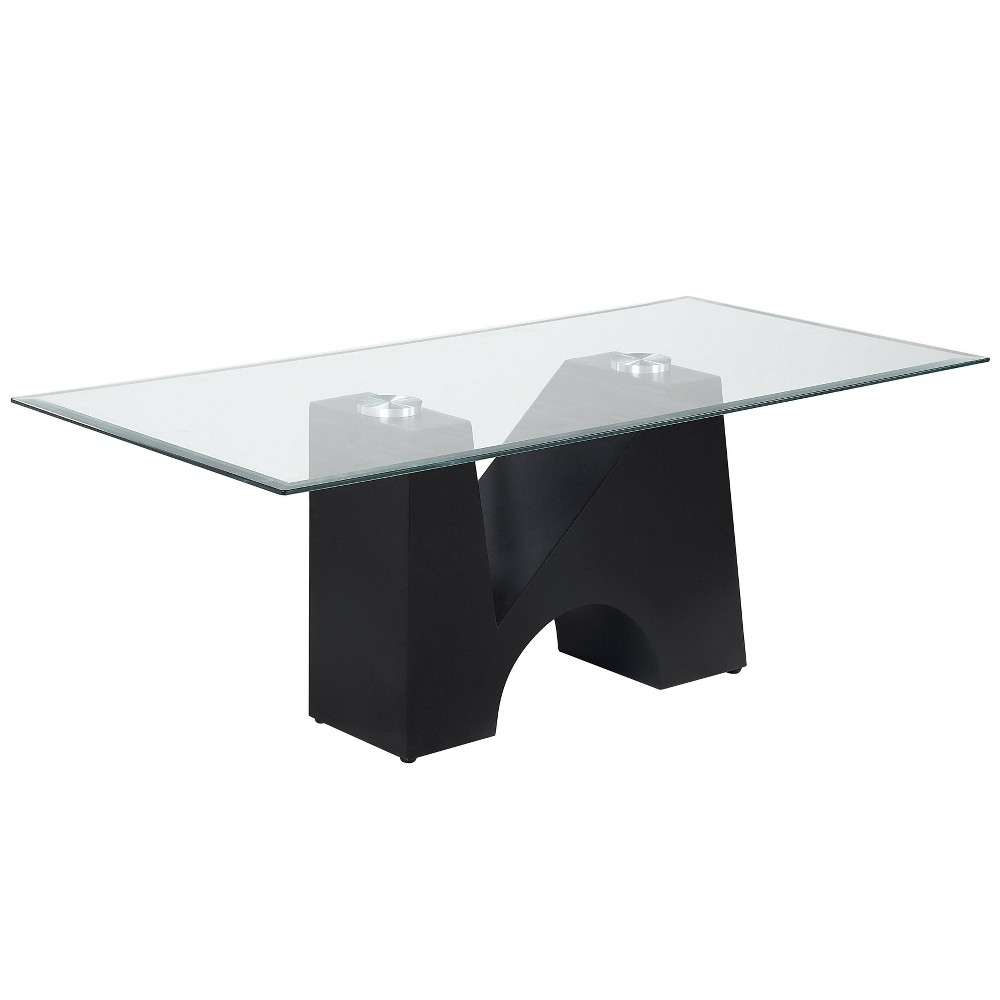 Riverpoint Modern Rectangle Coffee Table Clear/Black - HOMES: Inside + Out: Steel Frame, Tempered Glass Top, Living Room Furniture