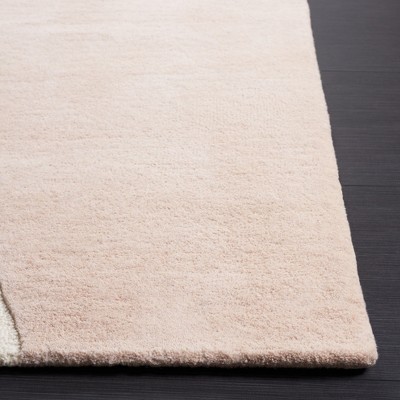 Ivory and Blush Hand-Tufted Wool Abstract Area Rug